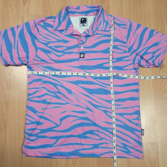 Greater Half GH Polo Shirt‎ Size Small Tiger Retro Wave Print Performance Golf - Picture 4 of 8